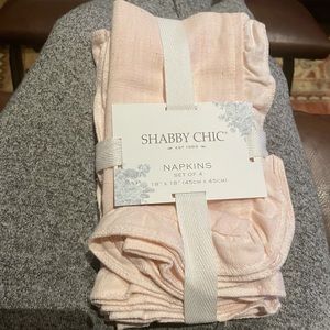 NW SHABBY CHIC RACHEL ASHWELL PINK COTTON NAPKINS SET OF 4
